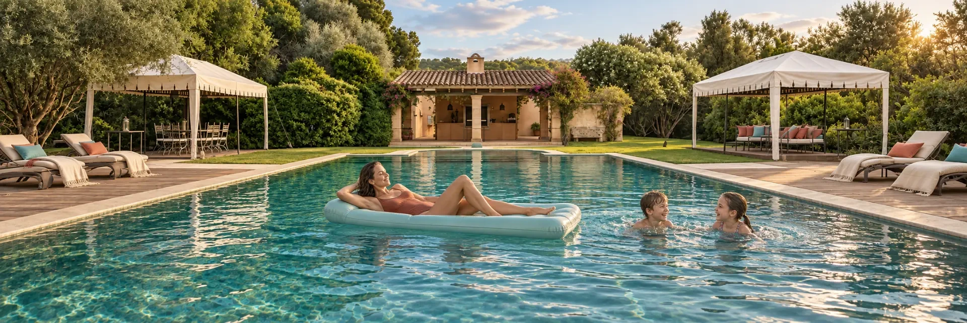 Pool von The Arabic House mit dem Pavillon am Ende